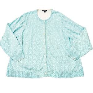 Land's End Women's Button Down Patterned Sweater Cardigan Blue Size 2X